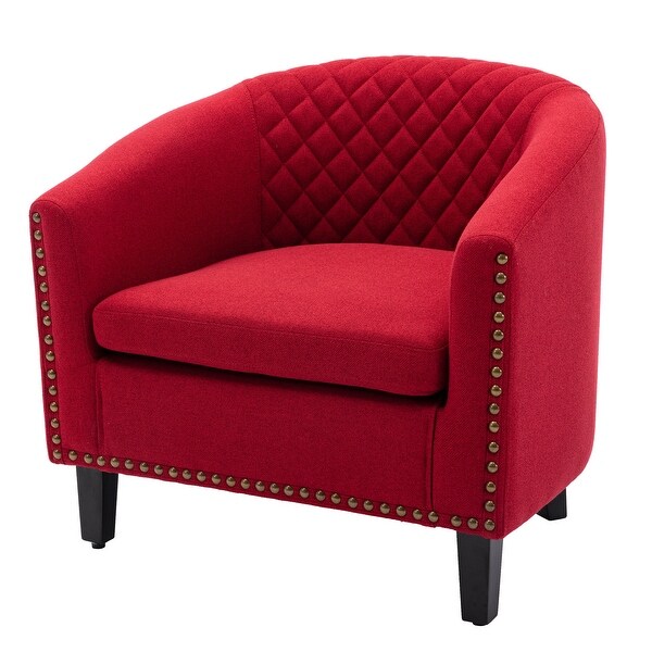 Accent Barrel Chair with Nailheads and Solid Wood Legs