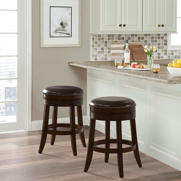 Hillsdale Tillman Wood Backless Swivel Stool， Brown Cherry