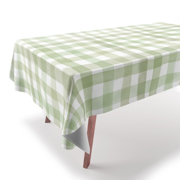 Ninola Design Watercolor Gingham Salad Green Tablecloth Deny Designs