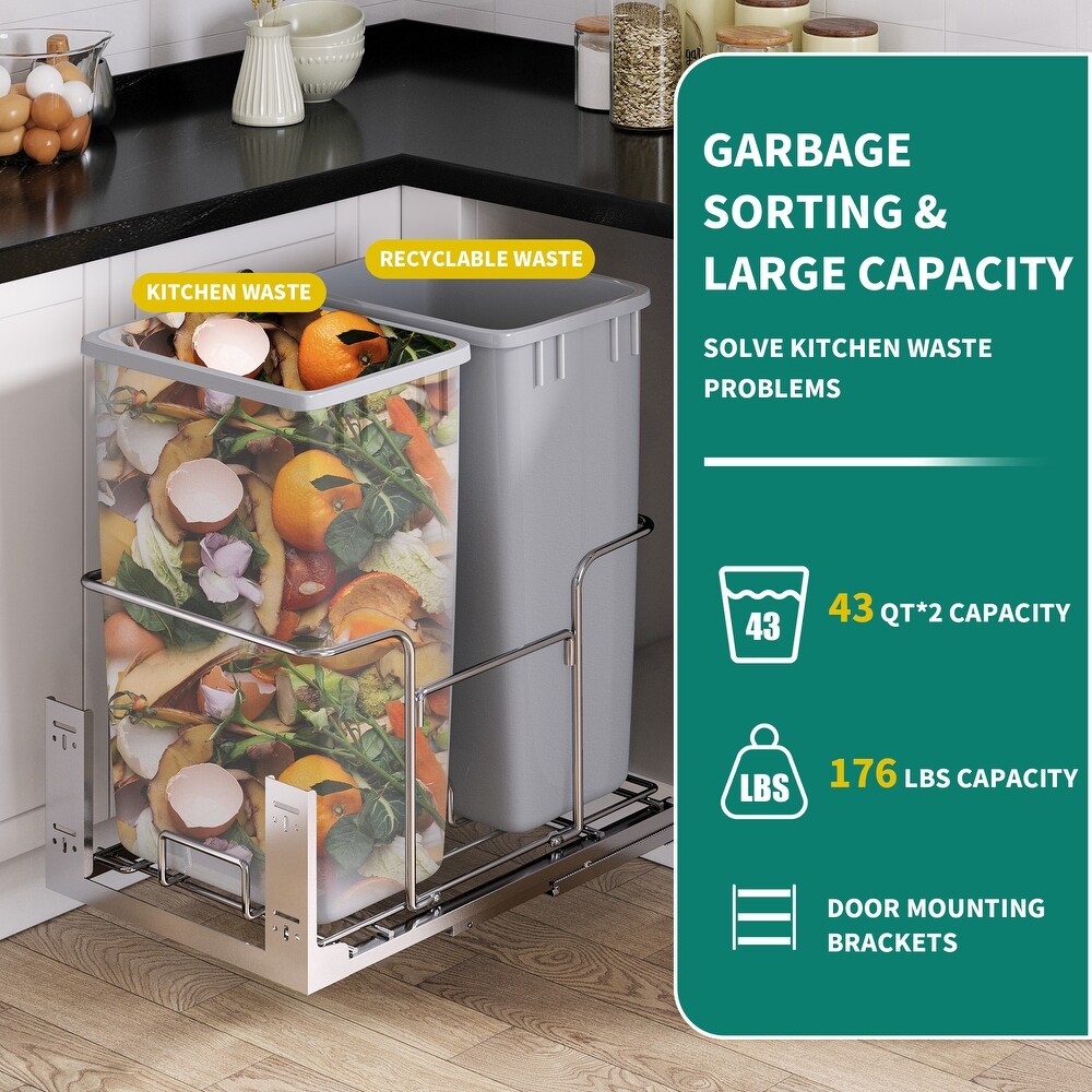 Double 43 Quart Pull Out Kitchen Waste Containers