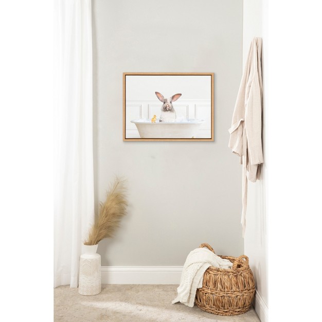 X 24 quot Sylvie Bunny In Bubble Bath Framed Canvas By Amy Peterson Natural Kate amp Laurel All Things Decor