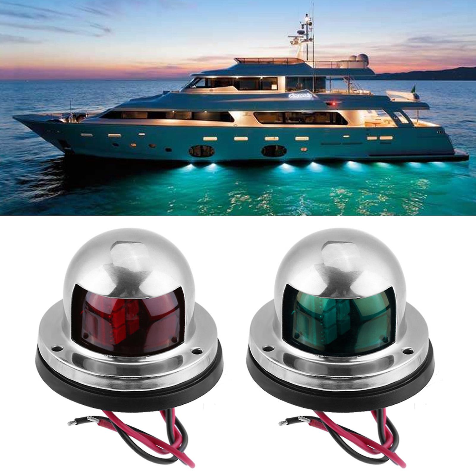 2pcs 12v Led Side Bow Navigation Signal Light Lamp For Marine Boat Yacht Green/red