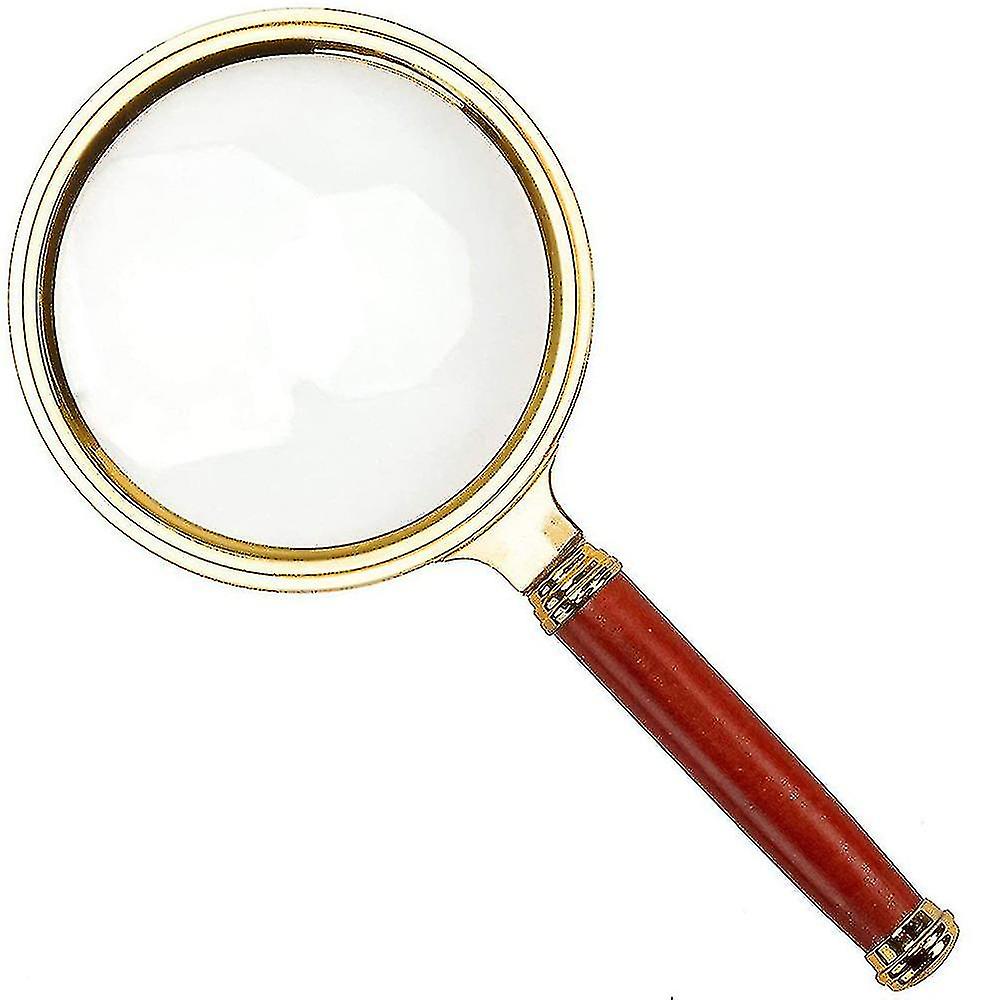 10x Handheld Magnifier Antique Mahogany Handle Reading Magnifier