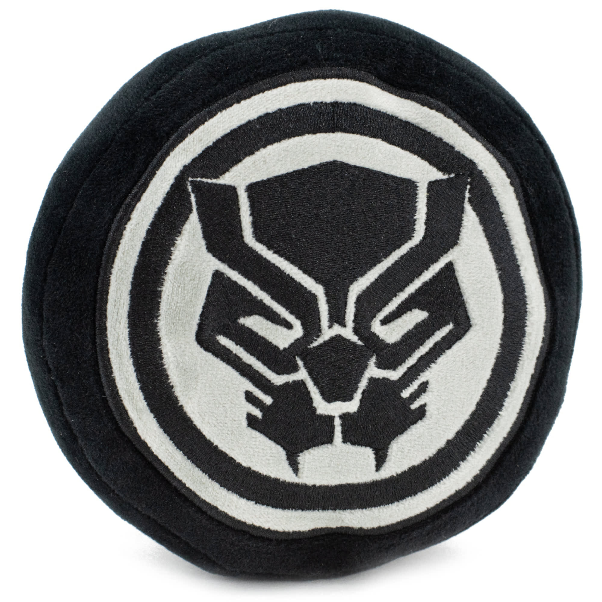 BUCKLE-DOWN Black/Silver Marvel Black Panther Icon Plush Squeaker Dog Toy， X-Small