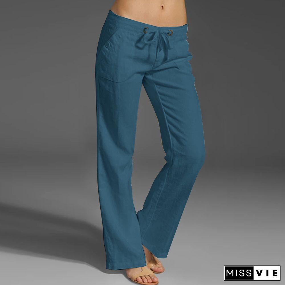 Women's Loose Cotton Linen Casual Pants