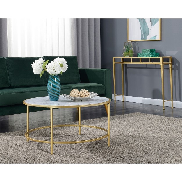 Gold Coast Faux Marble Round Coffee Table Brieghton Home