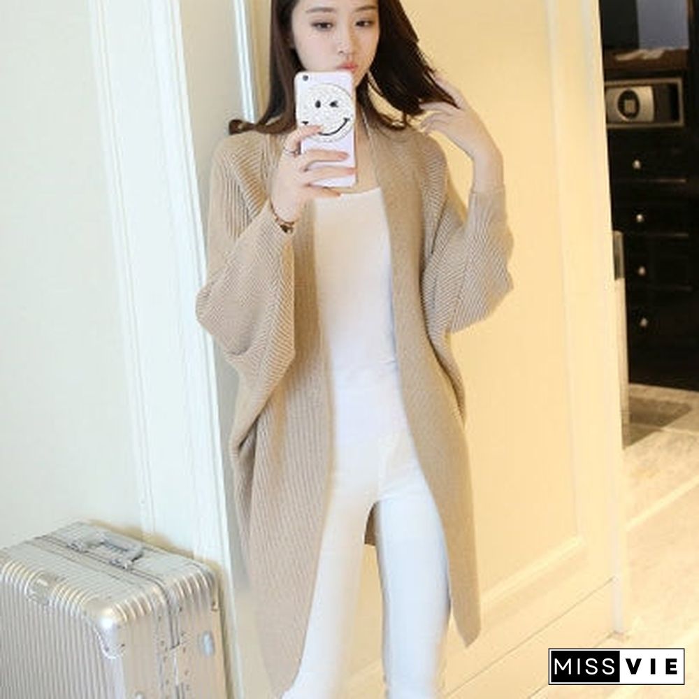 Long Cardigan Women Sweater Autumn Winter Bat Sleeve Knitted Sweater Plus Size Jacket Loose Ladies Sweaters Cardigans 3Xl