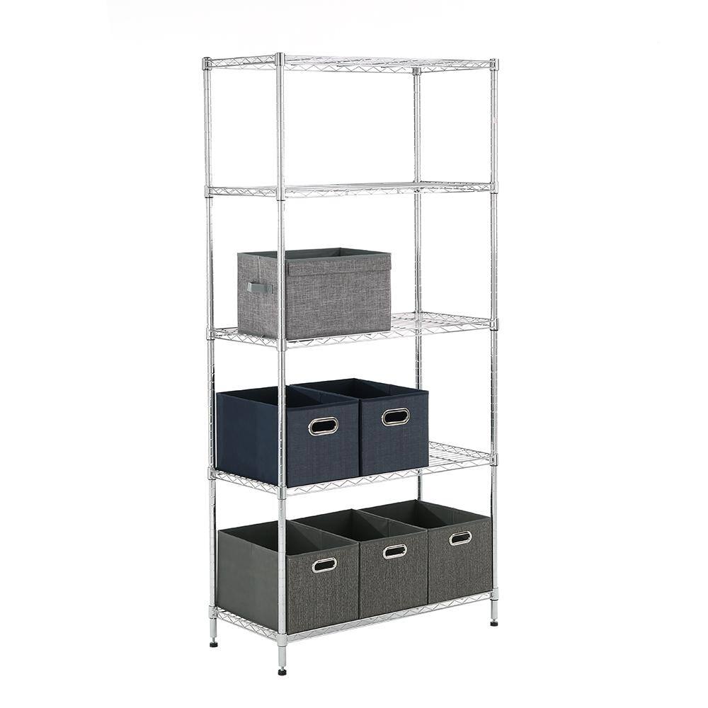MZG Chrome 5-Tier Steel Shelving (15.7 in. x 33.5 in. x 71.4 in.) 4085181OFH501SG