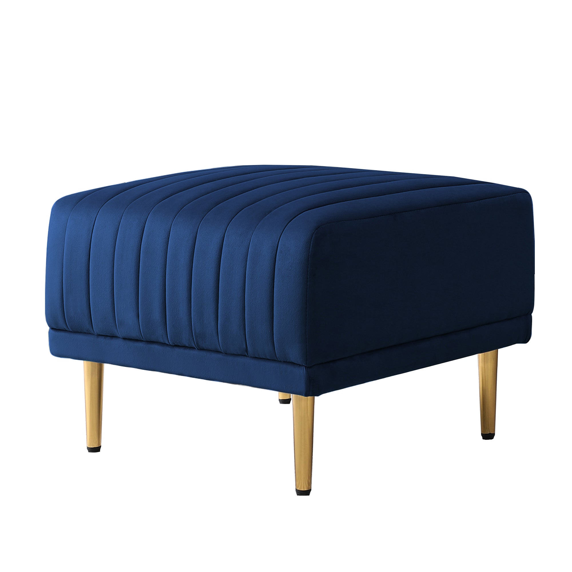 Navy Blue Channel Tufted Bench Upholstered Footrest Stool Accent Bench for Entryway Living Room Bedroom