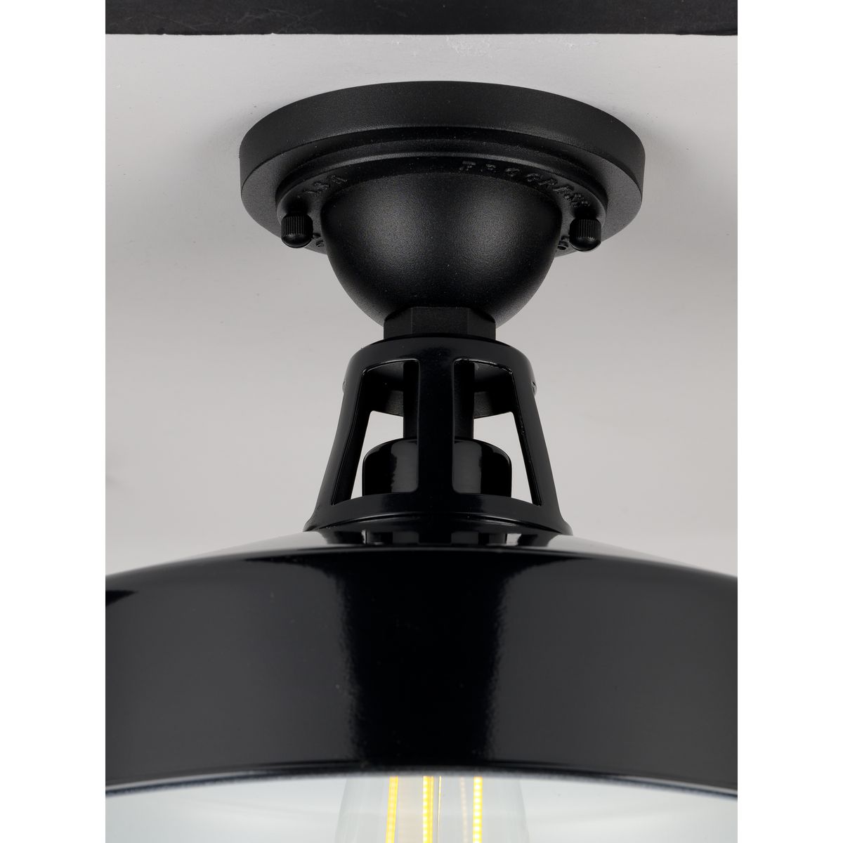 Progress Lighting P550070-031 Cedar Springs 13.25-in W Black Outdoor Flush Mount Light