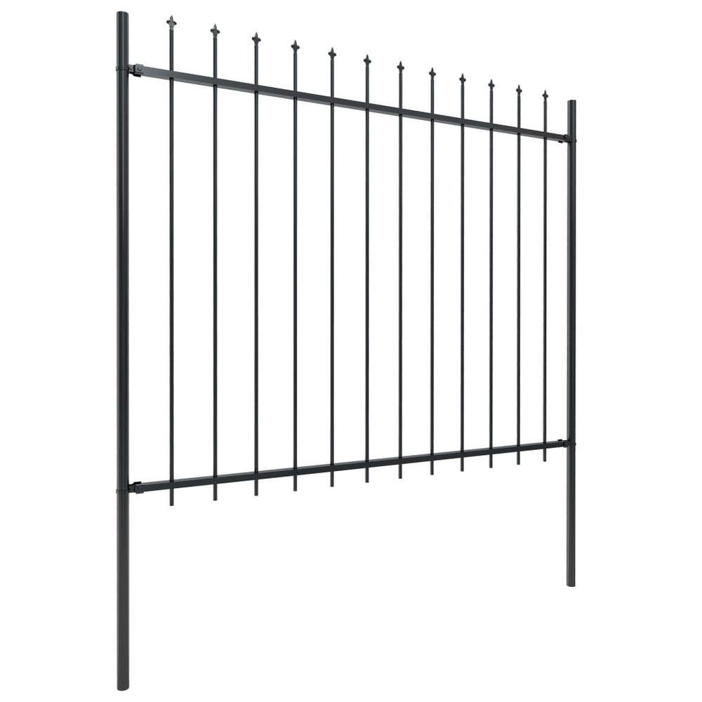 Afoxsos 66.9 in. L x 78.7 in. H Black Steel Garden Fence Decorative Fence with Spear Top HDDB2002