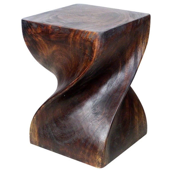 Haussmann? Big Twist Wood Stool Table 14 in SQ x 20 in H Mocha Oil - 14 x 14 x 20