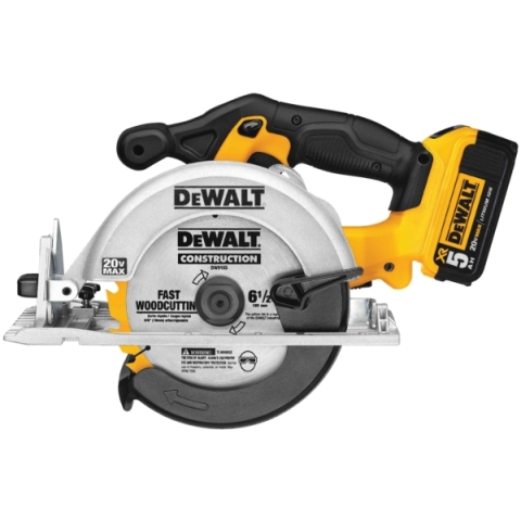 DeWALT DCS391P1 Cordless Circular Saw Kit， Kit， 20 V Battery， 5 Ah， 6-1/2 in Dia Blade， 0 to 50 deg Bevel