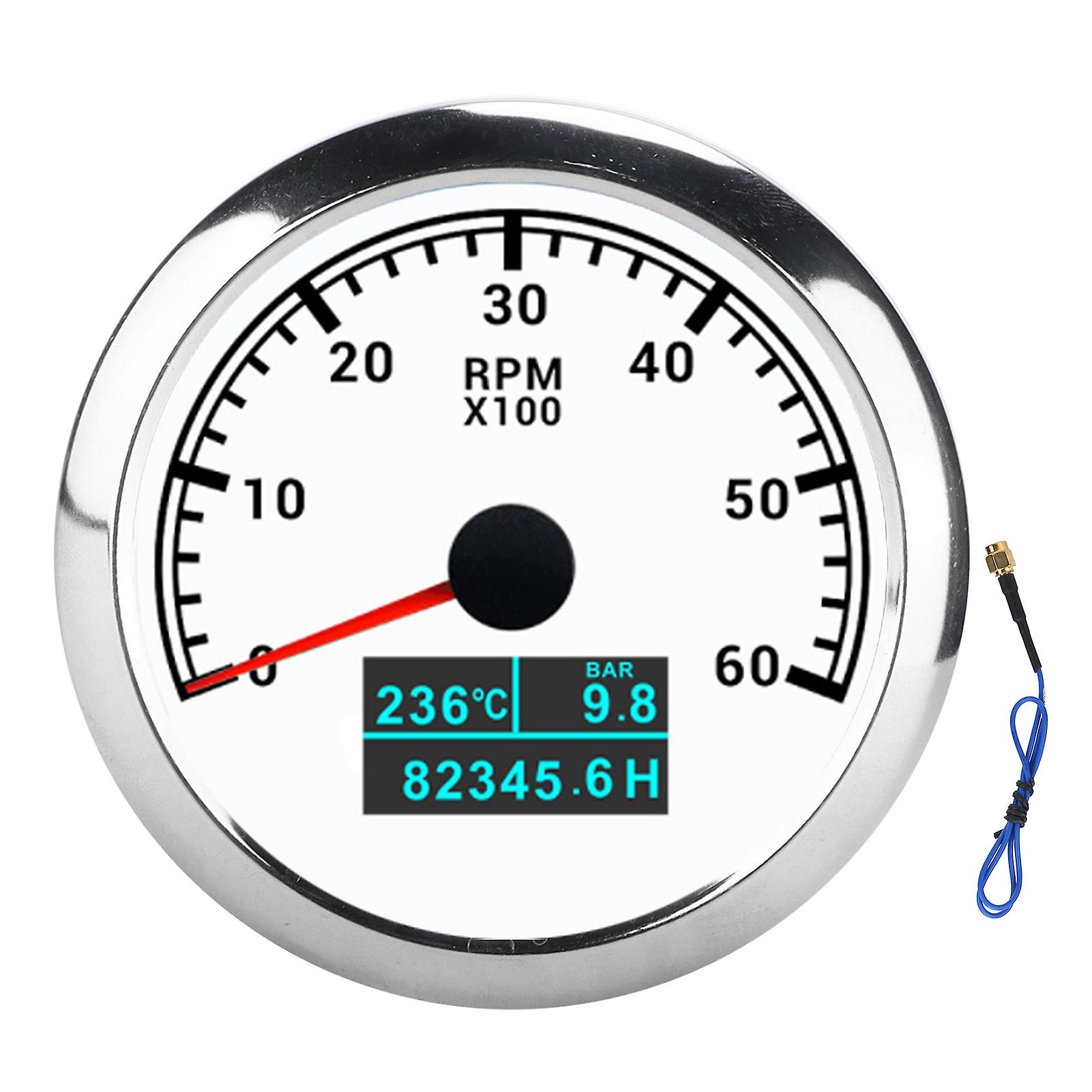 3in1 6000rpm Tachometer Water Temp Oil Pressure Hour Gauge Ip67 Waterproof For Car Boat Truckwhite Dial