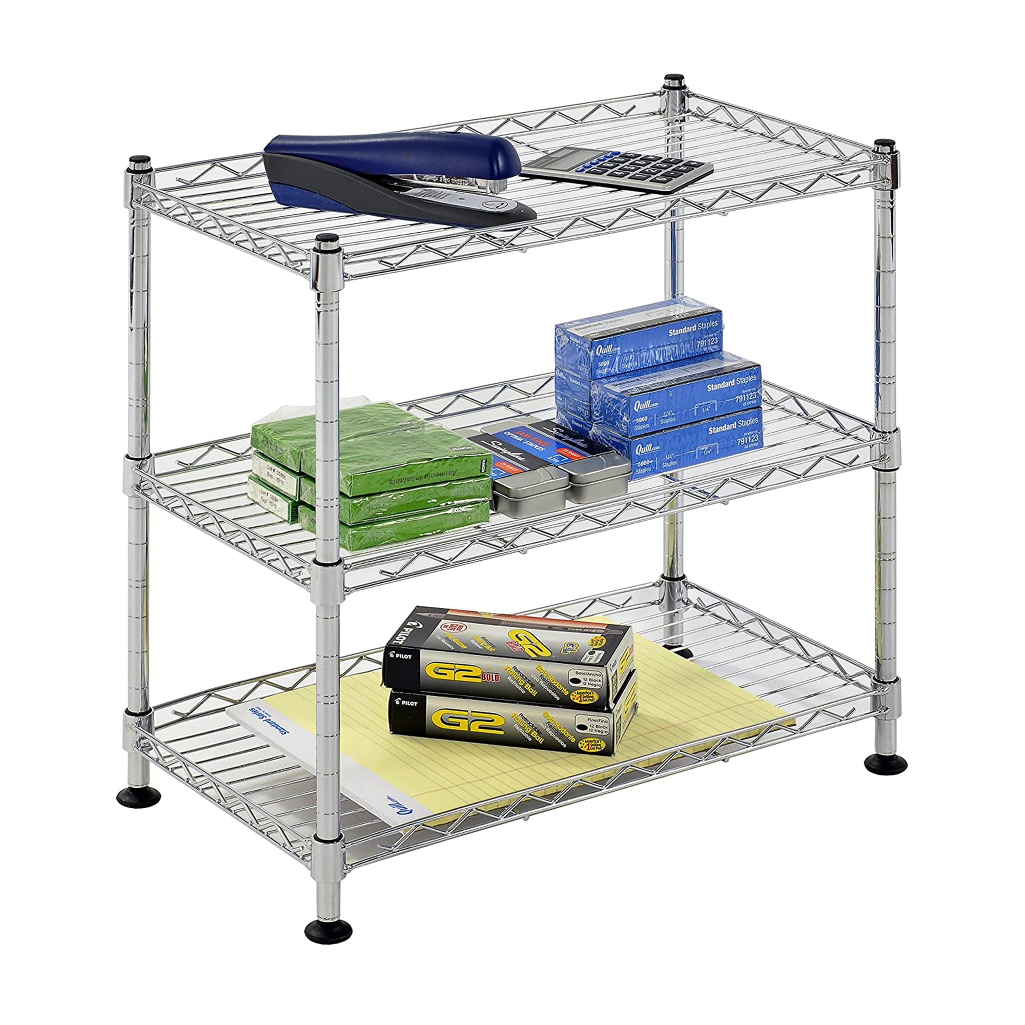 Muscle Rack Adjustable 3 Tier Freestanding Garage Storage Shelves, Chrome