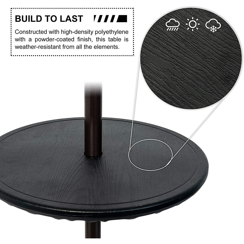 Adjustable Umbrella Table, Portable Round Umbrella Table with Umbrella Hole, For Beach Patio Garden Poolside 20In Dia.