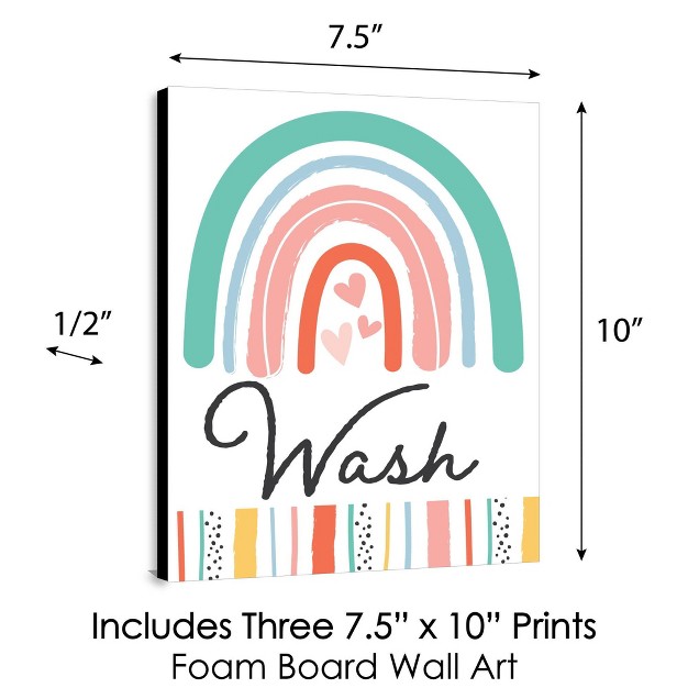 Big Dot Of Happiness Hello Rainbow Boho Kids Bathroom Rules Wall Art 7 5 X 10 Inches Set Of 3 Signs Wash Brush Flush