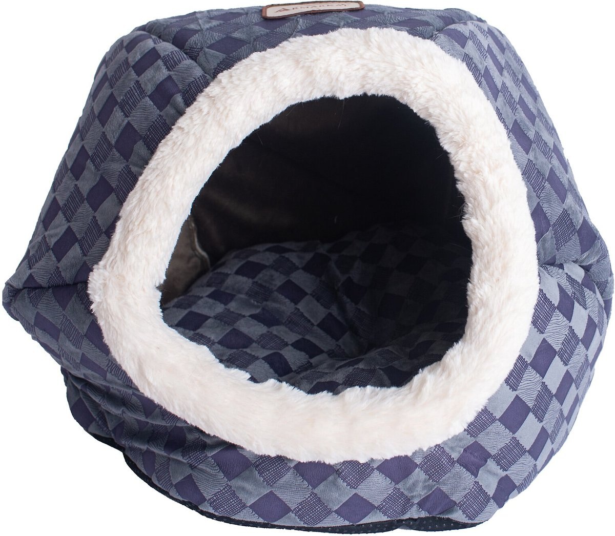 Armarkat Cuddle Cave Dog and Cat Bed， Blue Checkered