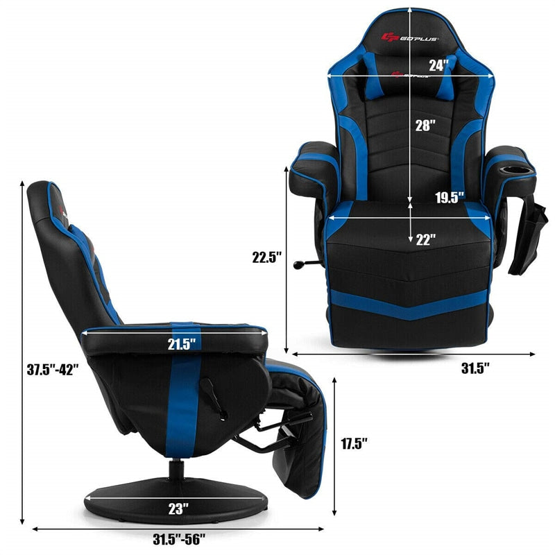 Ergonomic High Back Massage Gaming Chair Racing Style Gaming Recliner with Adjustable Backrest Footrest