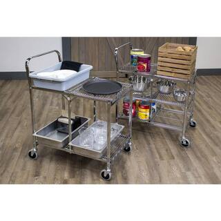 Luxor 33.75 in. x 19.5 in. 3-Shelf Collapsible Wire Utility Cart in Silver WSCC-3