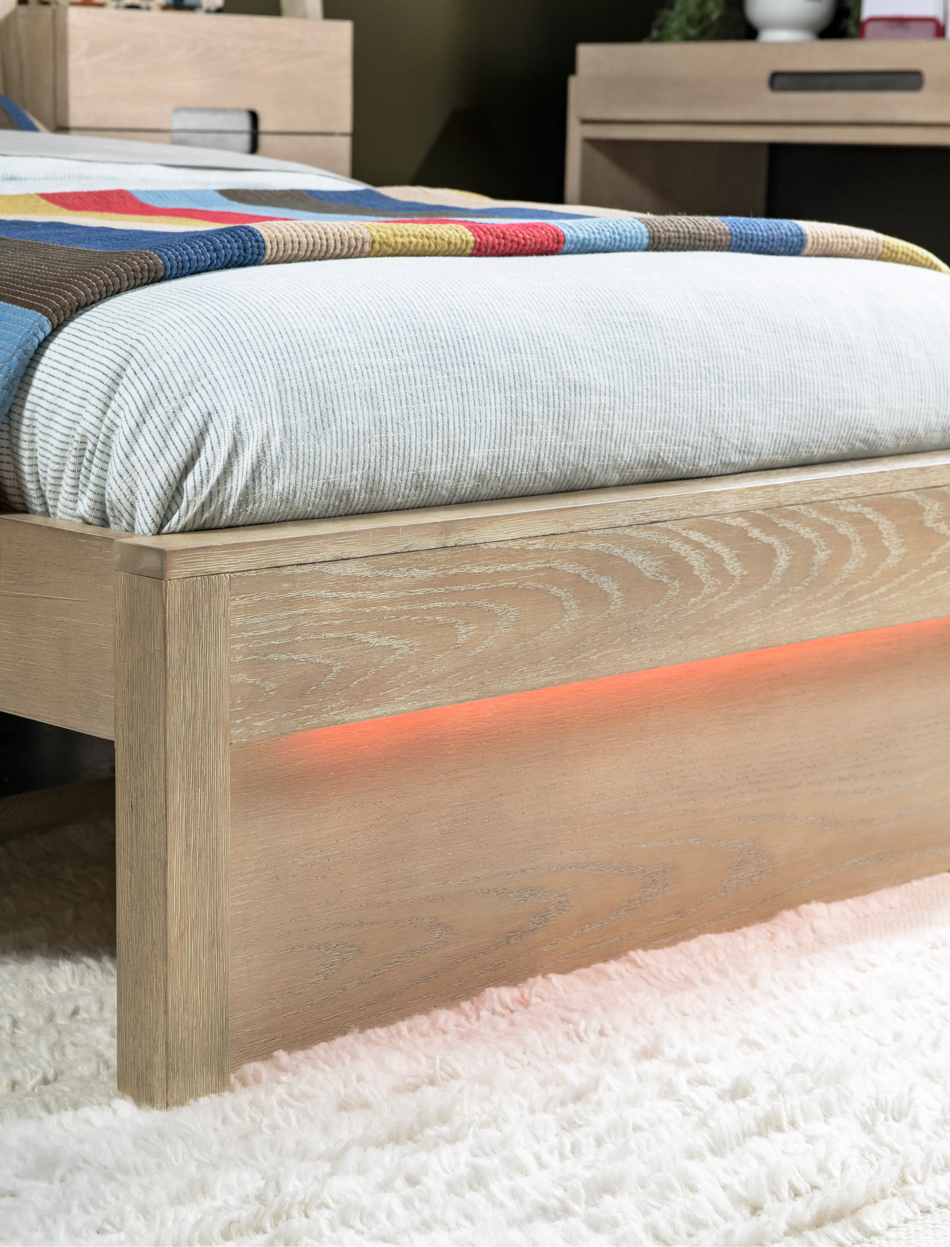 District Weathered Oak Twin Size Bed with Lights