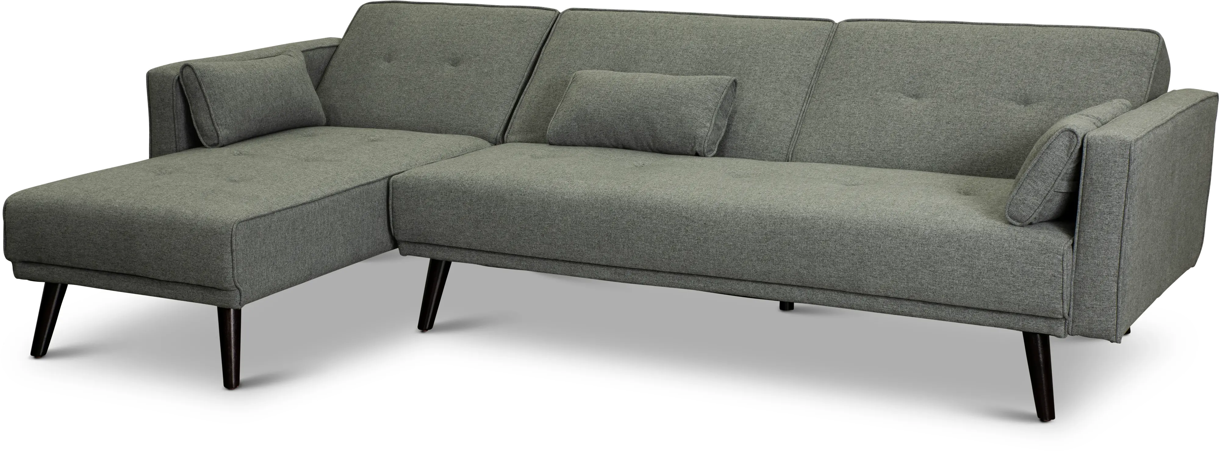 Jenna Slate Gray Convertible Sectional Sofa Bed with Chaise