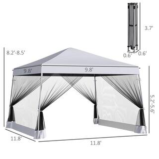 Outsunny 12 ft. x 12 ft. White Pop Up Canopy Foldable Canopy Tent with Carrying Bag 84C-155WT