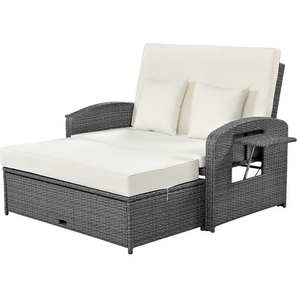 2Person Rattan Reclining Daybed with Adjustable Back