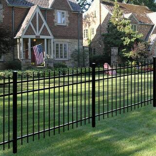 Barrette Outdoor Living Cascade Heavy-Duty 2-12 in. x 2-12 in. x 7-13 ft. Black Aluminum Fence Gate Post 73003958