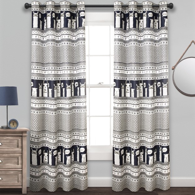 Set Of 2 Llama Striped Room Darkening Curtain Panels Lush D cor