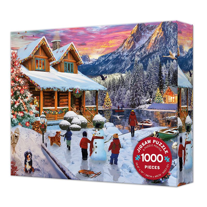 Lake Cabin at Christmas 1000 Piece Puzzle