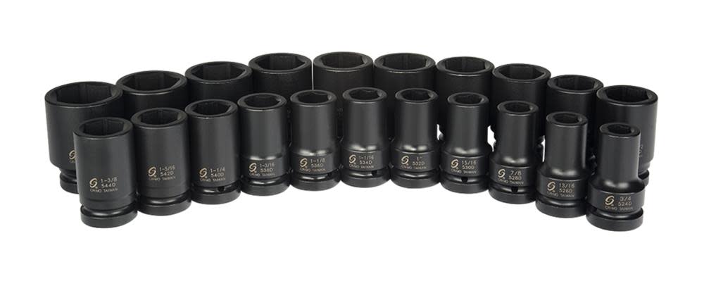 1 In. Drive SAE Deep Impact Socket Set 21 pc. ;