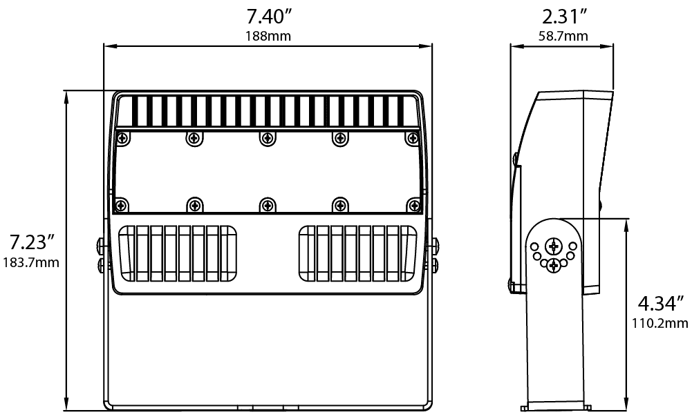 2 Pack - LED FLOOD LIGHT 20W 2080LM 5000K (U-Bracket）