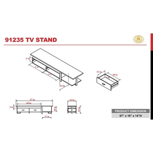 Global Pronex Elling TV Stand in Walnut Black