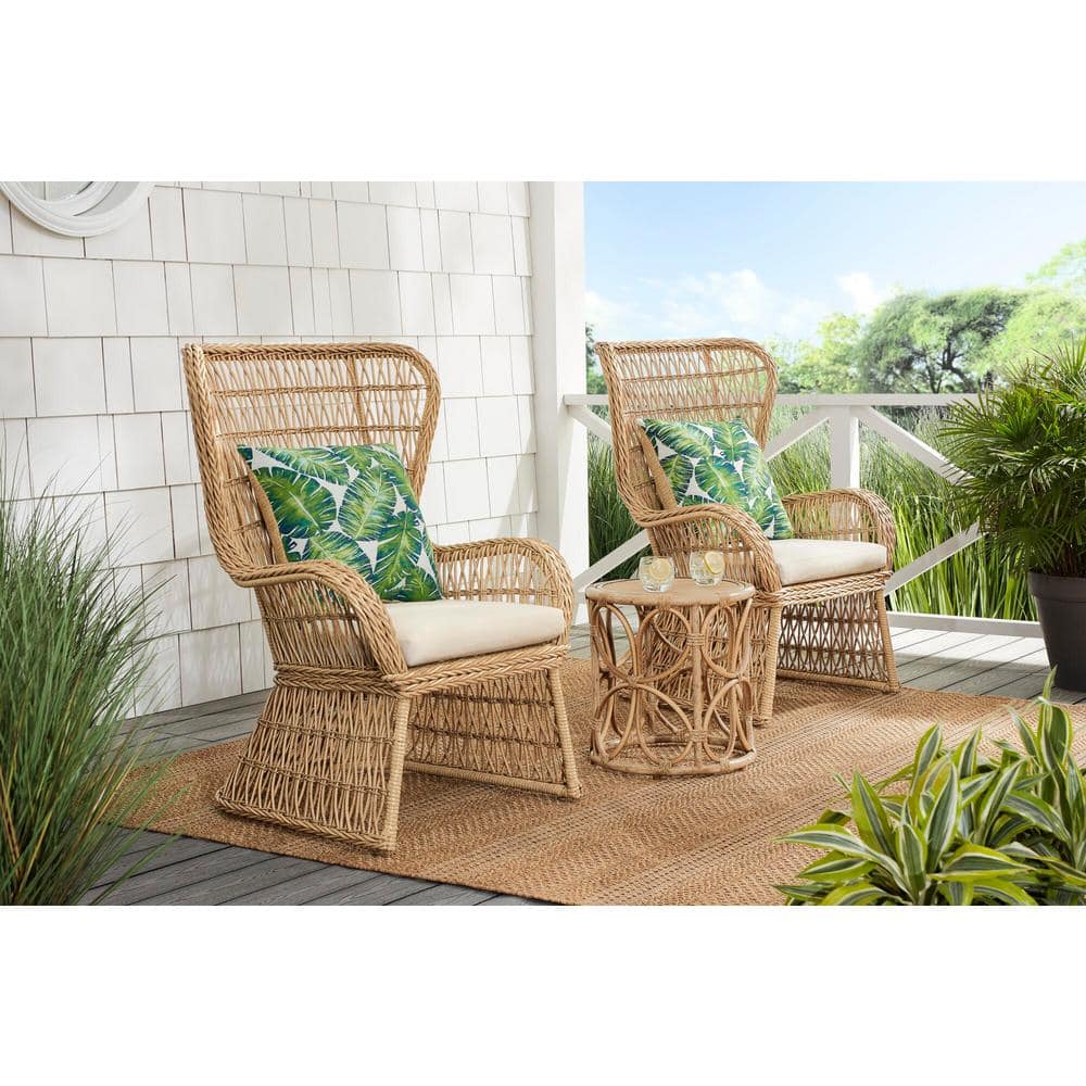 StyleWell Coco Breeze 3-Piece Brown Wicker Outdoor Seating Set with Beige Cushions FRS60745-ST-1