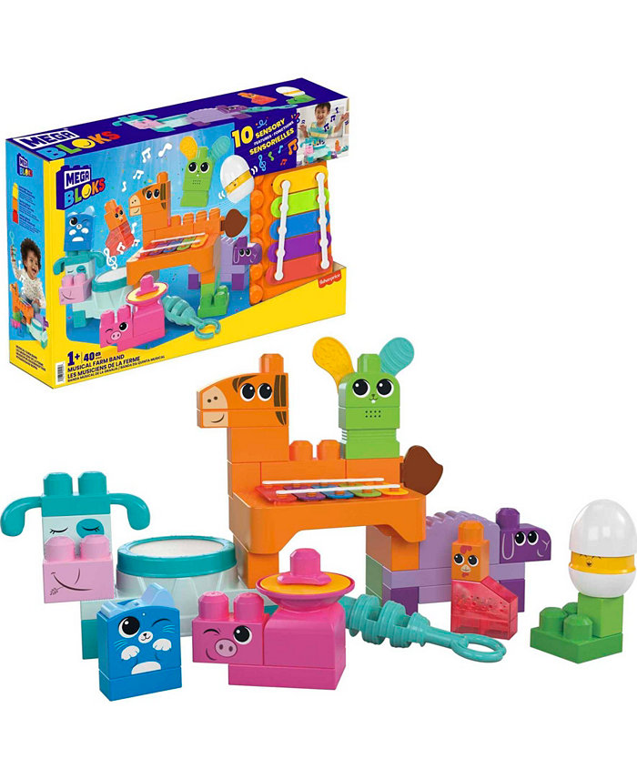 Mega Bloks Fisher Price Musical Farm Band Sensory Block Toy 45 Pieces for Toddler Set