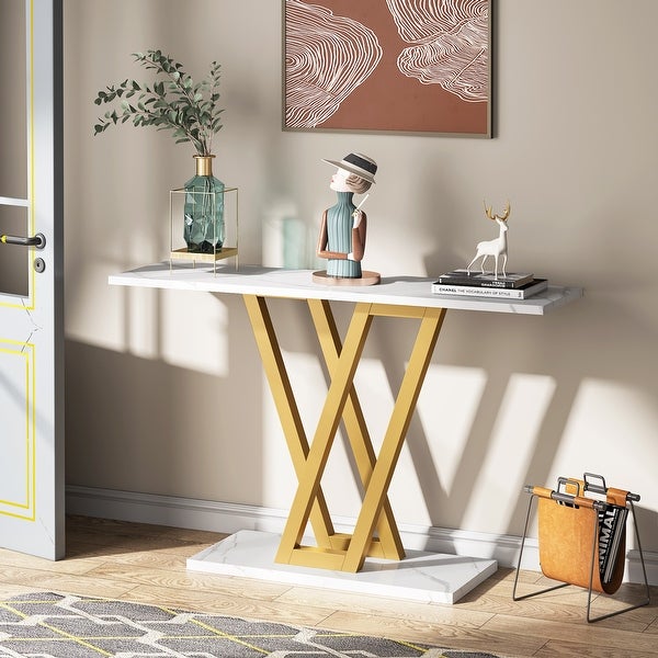 Console Sofa Table， Industrial Entryway Table for Hallway