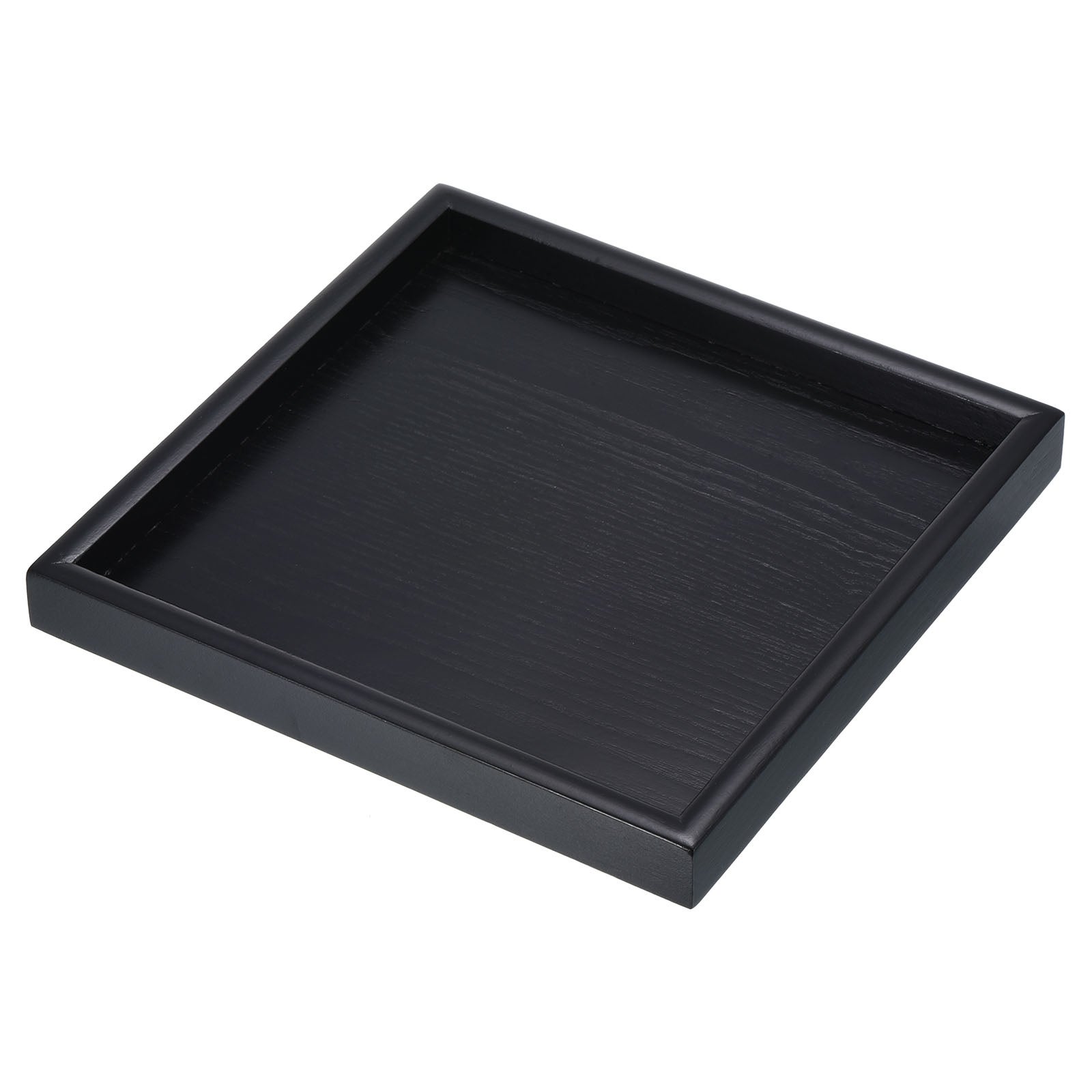 Wood Serving Tray Square Decorative Platter Home Kitchen Table， Black