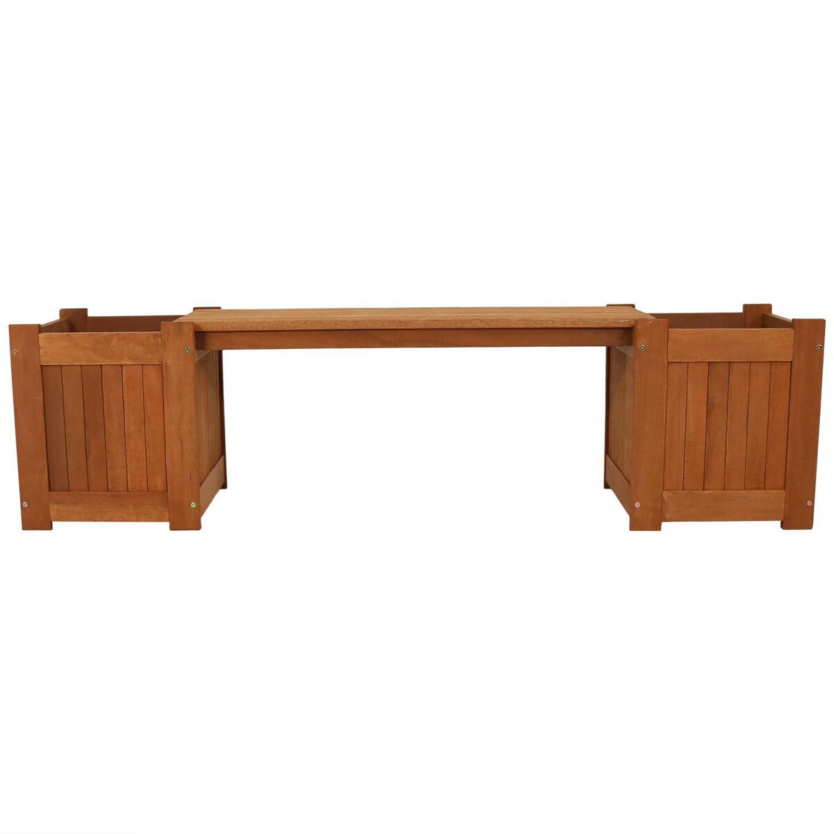 Ultimate Patio 68-Inch Meranti Wood Outdoor Planter Box Bench W/ Teak Oil Finish