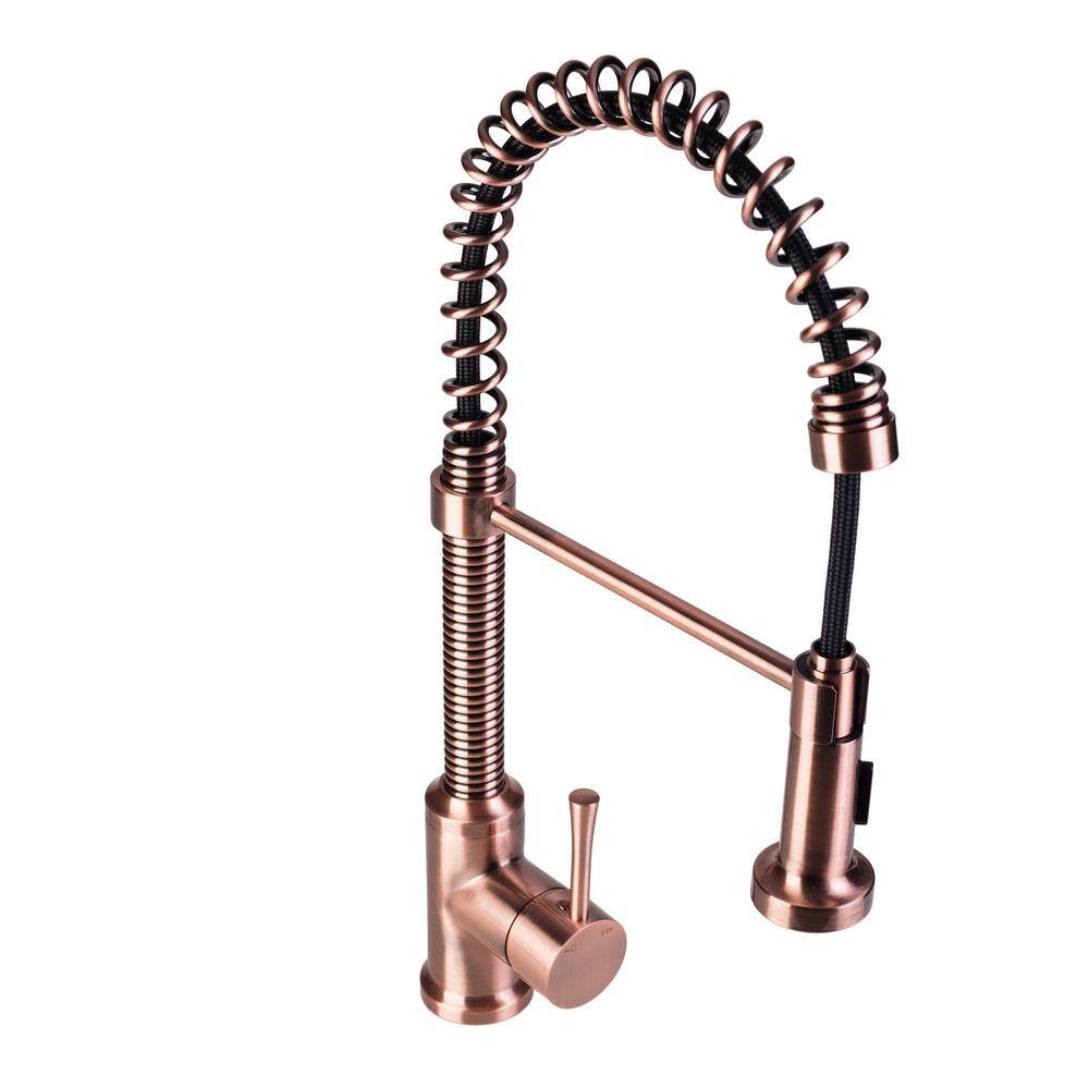 Fontaine by Italia Residential Single-Handle Pull-Down Sprayer Kitchen Faucet with Flat Spray Head in Antique Copper N96565F-AC