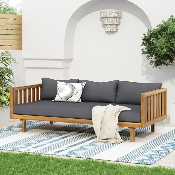 Claremont Farmhouse Outdoor 3 Seater Daybedy with Waterfabric Cushion by Christopher Knight Home