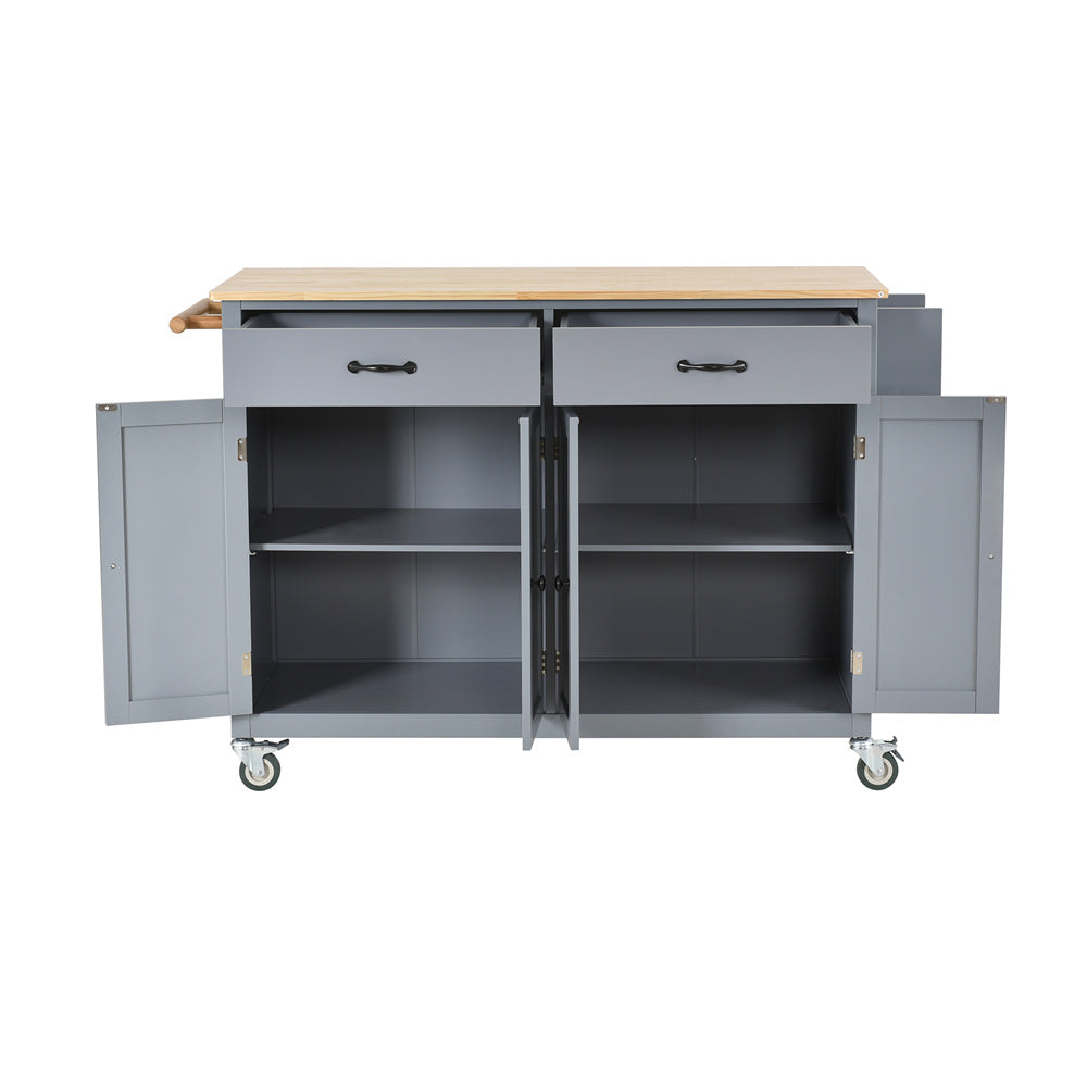 Kitchen Island Cart with Spacious Tabletop and Locking Wheels， 54.3