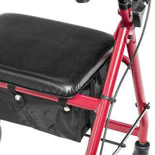 Drive Medical Rollator Rolling Walker with 6 in. Wheels Fold Up Removable Back Support and Padded Seat Red r726rd