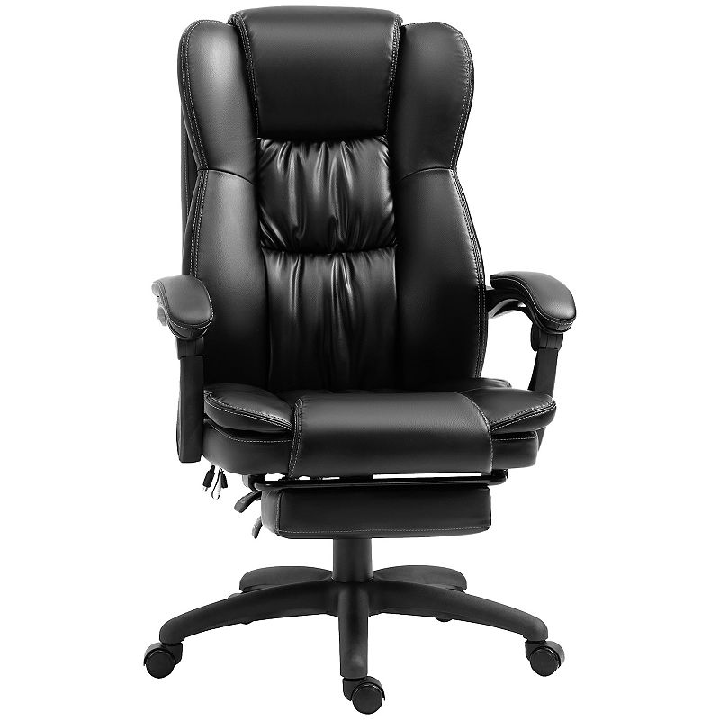 Vinsetto High Back Massage Office Chair Ergonomic Executive Chair PU Leather Swivel Chair with 6 Point Vibration Massage Reclining Back Adjustable Height and Retractable Footrest Black