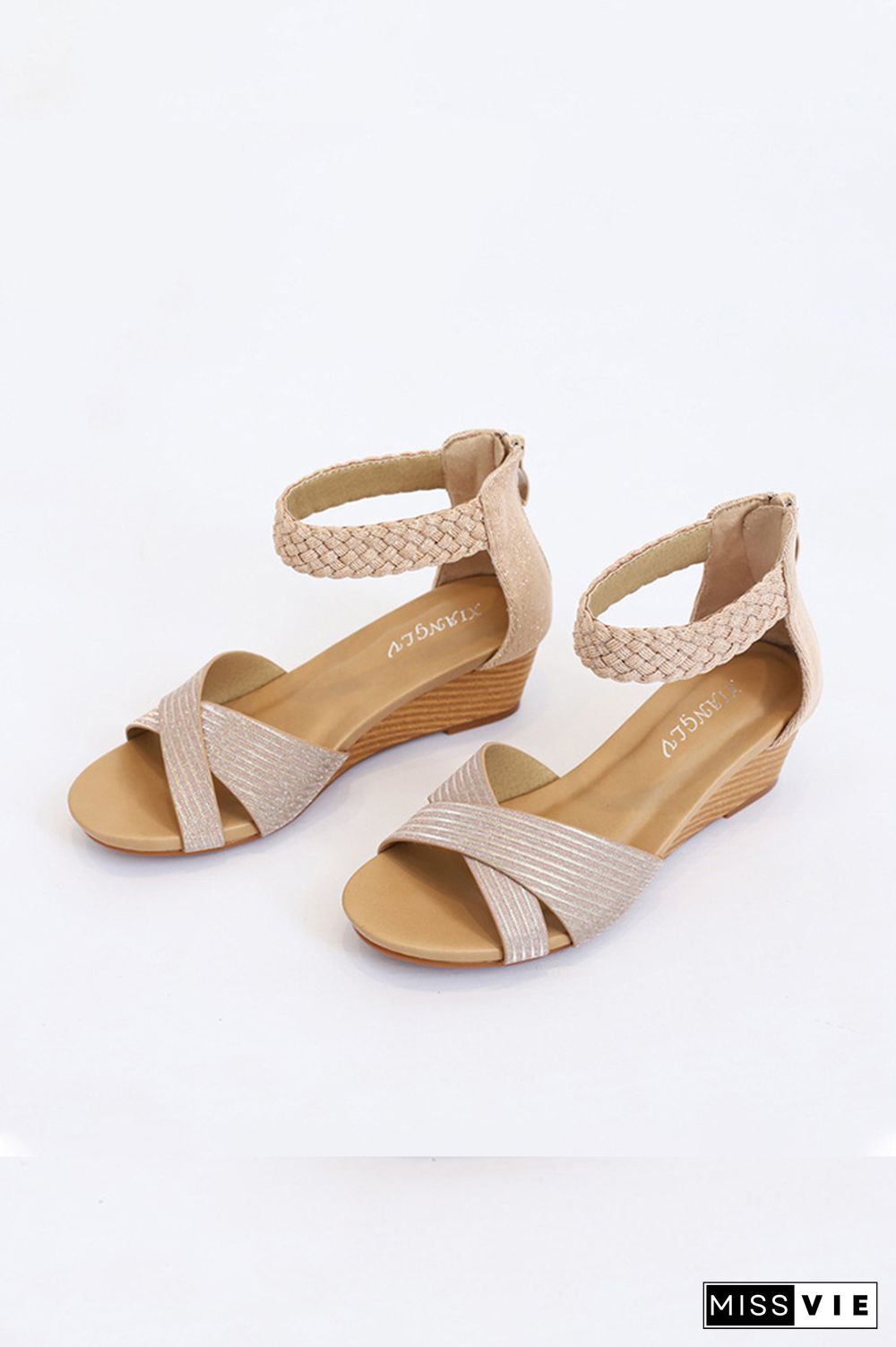 Peep-Toe Wedged-Heel Sandals Wholesale