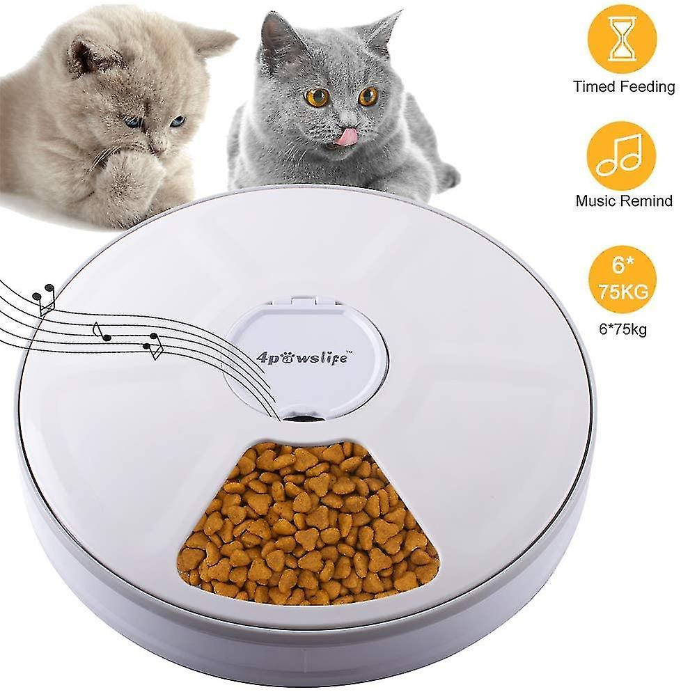 Automatic Pet Feeder， Auto Food Dispenser With 6 Meals， Digital Timer， Lcd Display，music Calling For Dogs， Cats， Rabbit And Small Animals