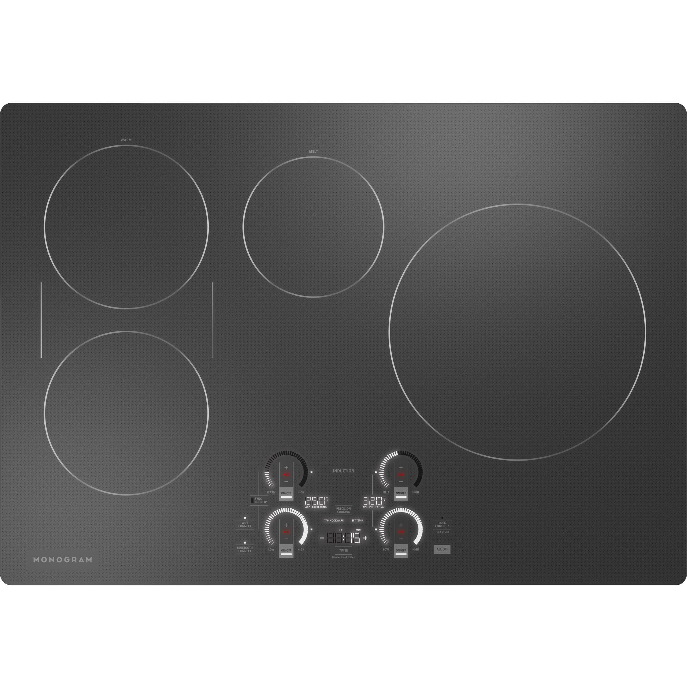 Monogram 30-inch Built-In Induction Cooktop with Wi-Fi Connect ZHU30RDTBB