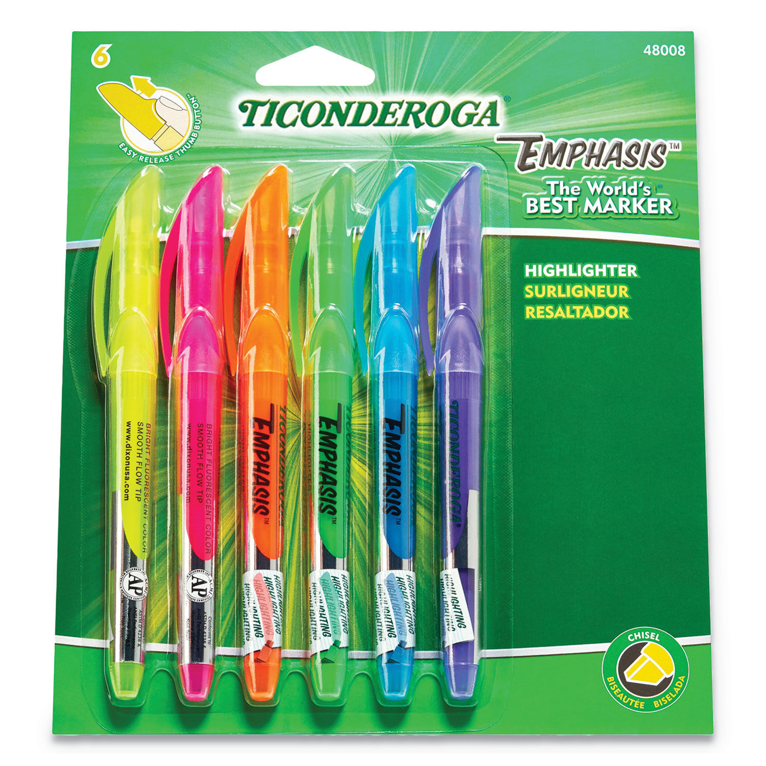 Emphasis Pocket Style Highlighters by Ticonderogaandreg; DIX48008