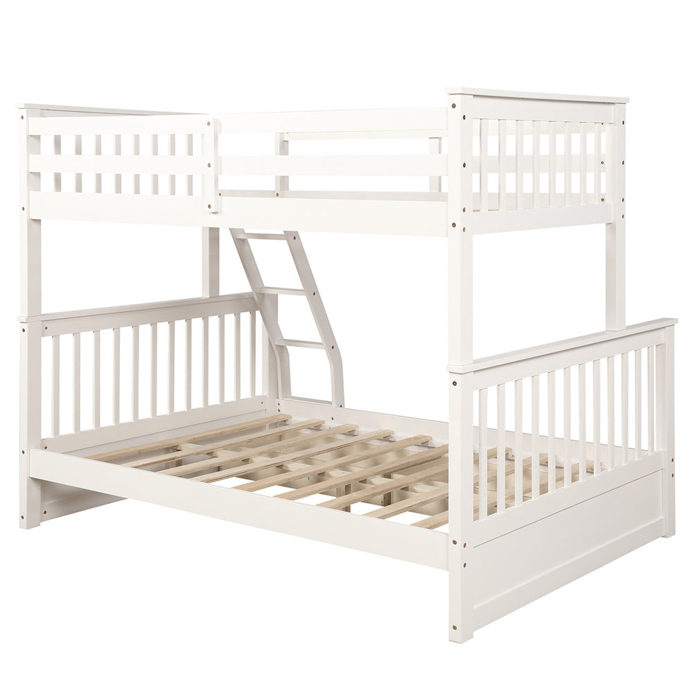 Vanelc Twin Over Full Bunk Bed with Two Storage Drawers, Pine Wood Frame and Ladder with Guard Rails for Teens, Boys, Girls, White