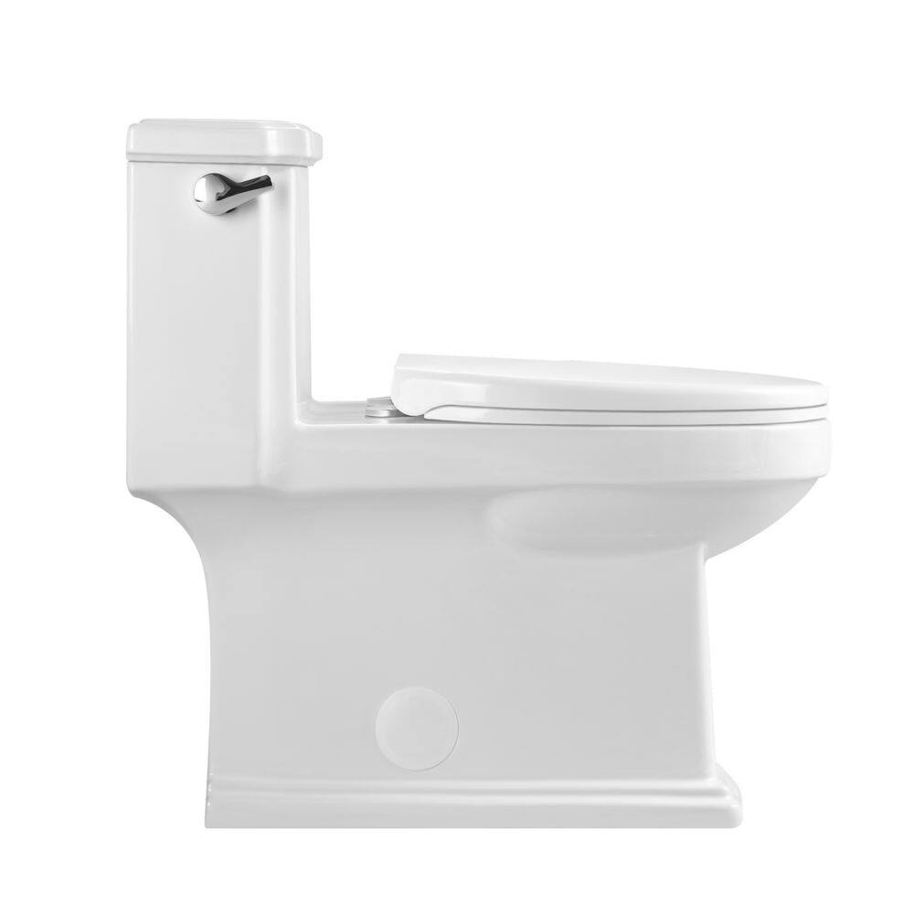 12 in. 1-piece 1.28 GPF Single Flush Elongated Toilet in White Seat Included 22S0902